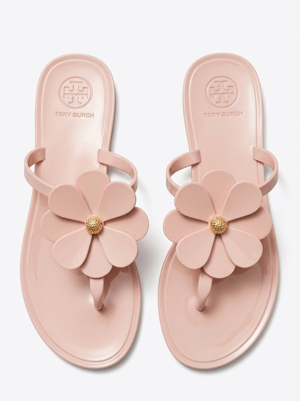 Tory Burch Pink Daisy Flower Jelly Thong Sandals Size 8